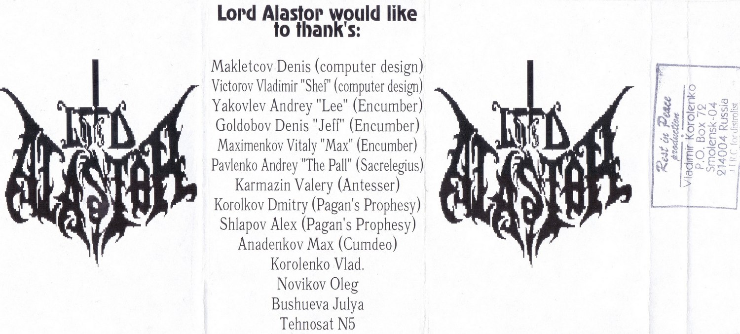 LORD ALASTOR — «From The Darkness» (1997) [Demo] (скан кассеты)